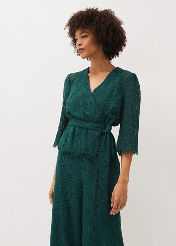 Phase Eight Aliza Lace Co-Ord Shirts Deep Green Canada | ZSTADU-576